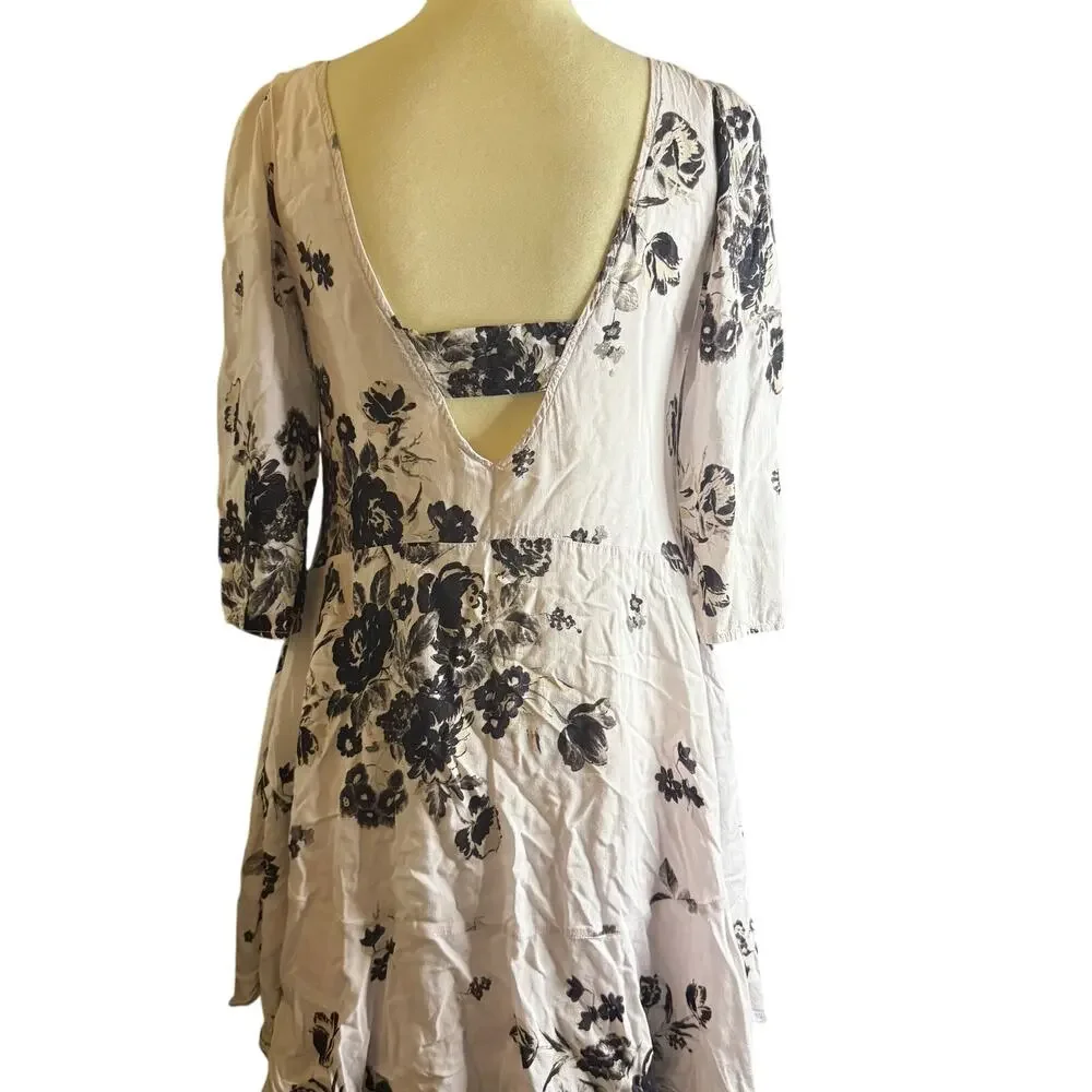 Free People Black & White Floral Back Cutout Dress, Women's Size XS